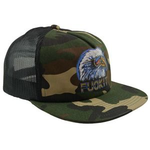 HUF Men's USA American Eagle Woodland Camouflage Mesh Trucker Hat Cap